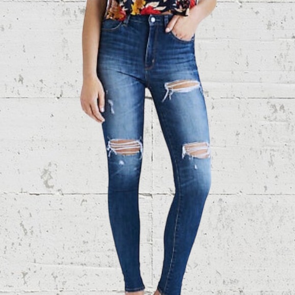 American Eagle Outfitters Super Hi-Rise Super Super Stretch X Distressed Jegging - Picture 1 of 10